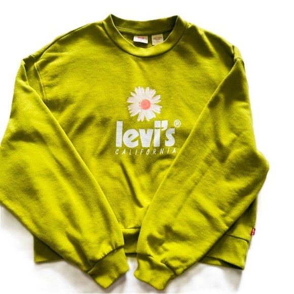 Levis Ladies Cropped Top Small Long Sleeves Logo Daisy - Picture 2 of 11